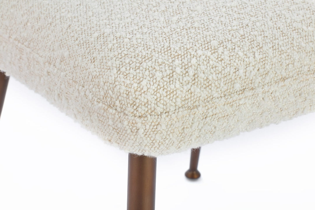 Avery Upholstered Dining Chair in Ricotta Boucle and Bronze Metal – view 3