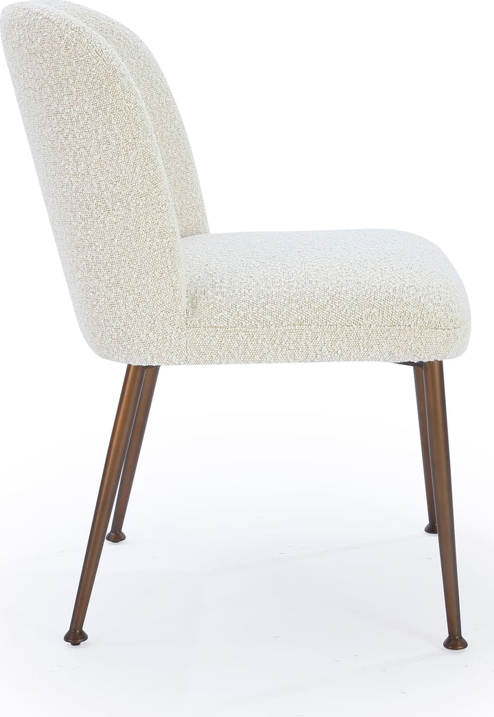 Avery Upholstered Dining Chair in Ricotta Boucle and Bronze Metal – view 4