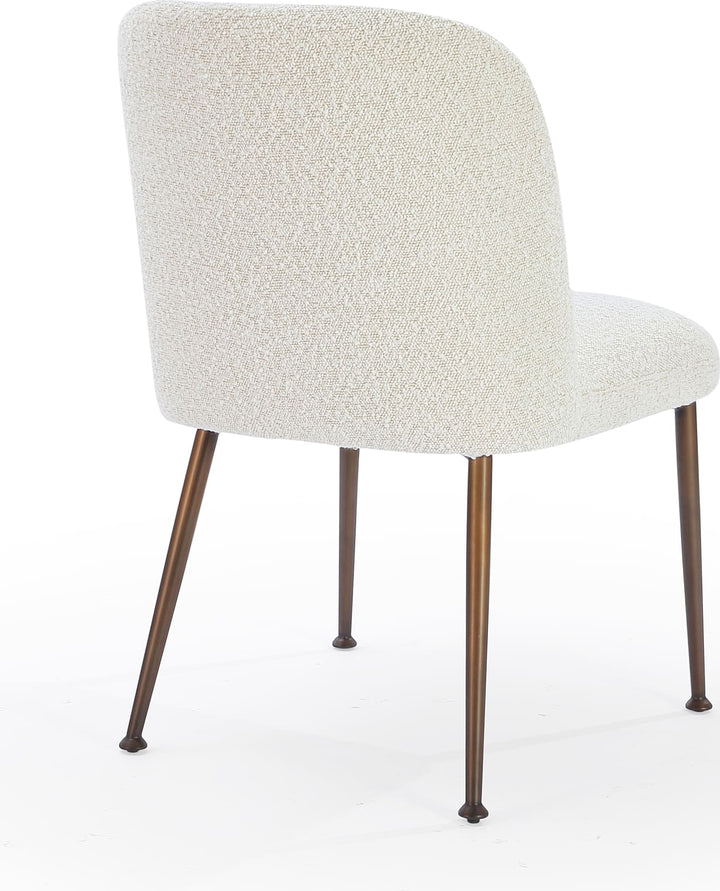 Avery Upholstered Dining Chair in Ricotta Boucle and Bronze Metal – view 6