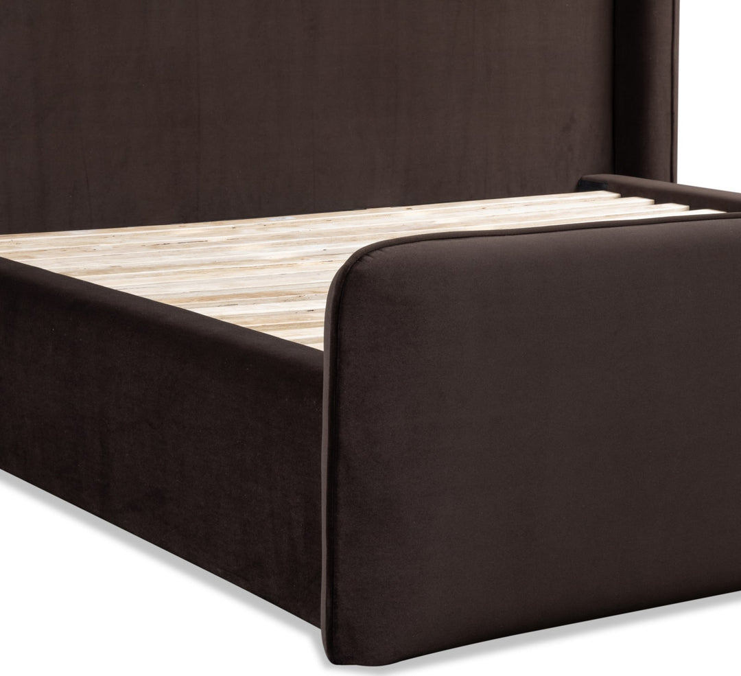 Bacall King-size Velvet Upholstered Wingback Platform Bed in Cola (2026) – view 11
