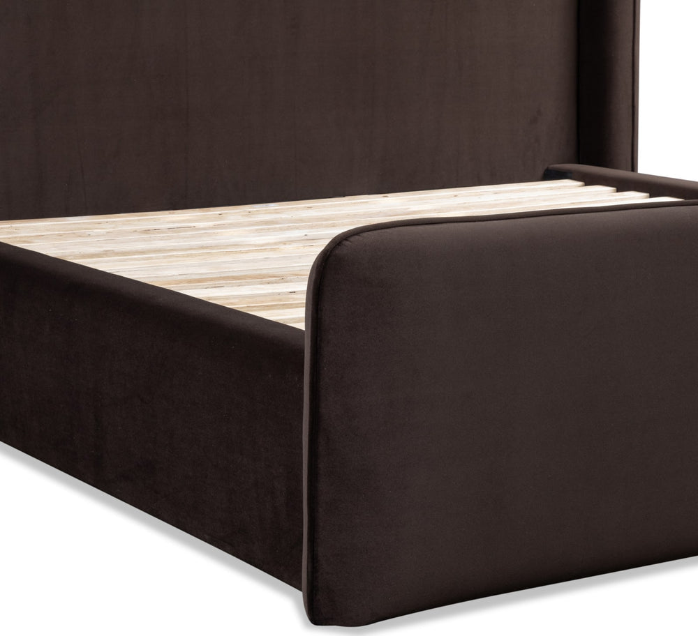 Bacall Full-size Velvet Upholstered Wingback Platform Bed in Cola (2026) – view 11