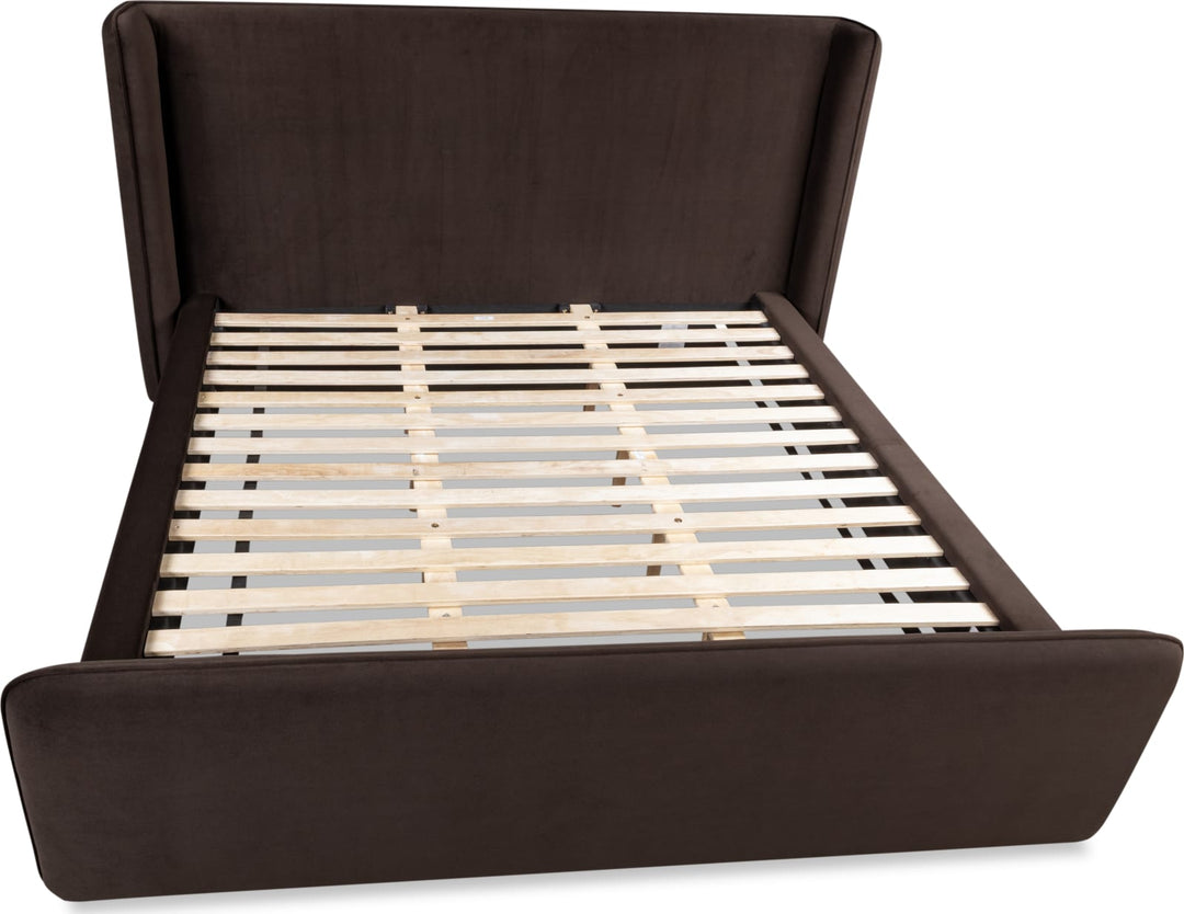 Bacall California King-size Velvet Upholstered Wingback Platform Bed in Cola (2026) – view 12