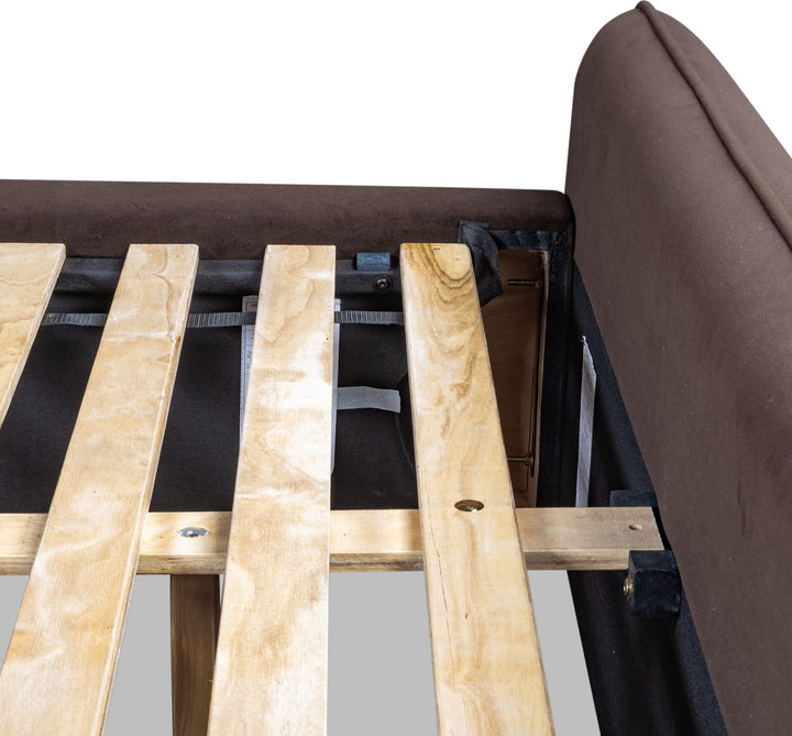 Bacall California King-size Velvet Upholstered Wingback Platform Bed in Cola (2026) – view 14
