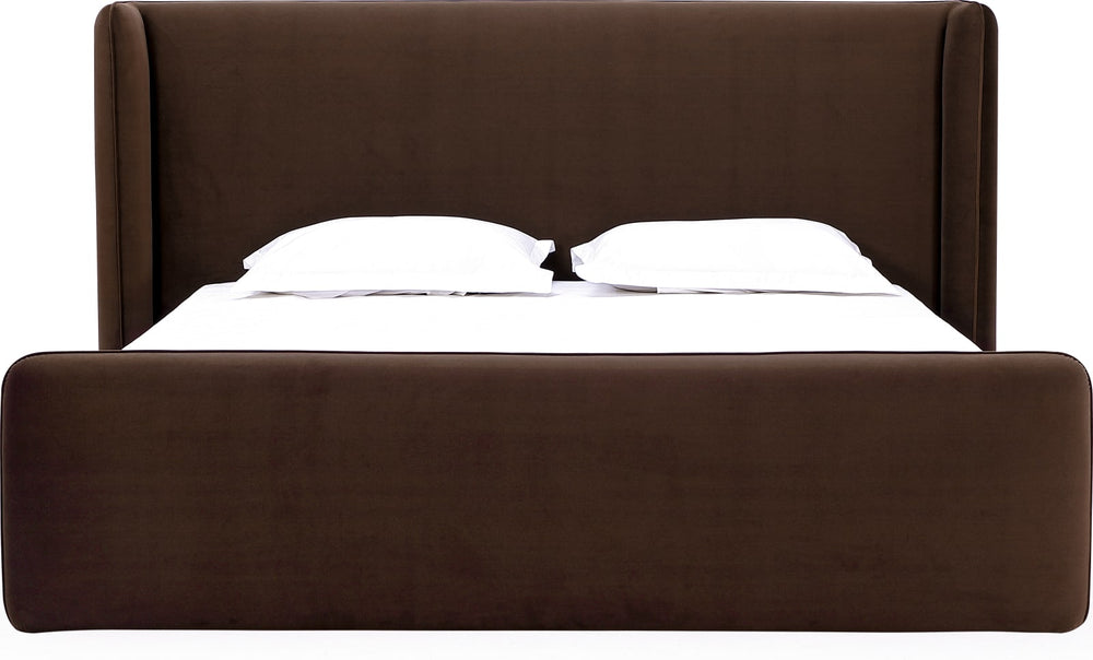 Bacall Full-size Velvet Upholstered Wingback Platform Bed in Cola (2026) – view 3