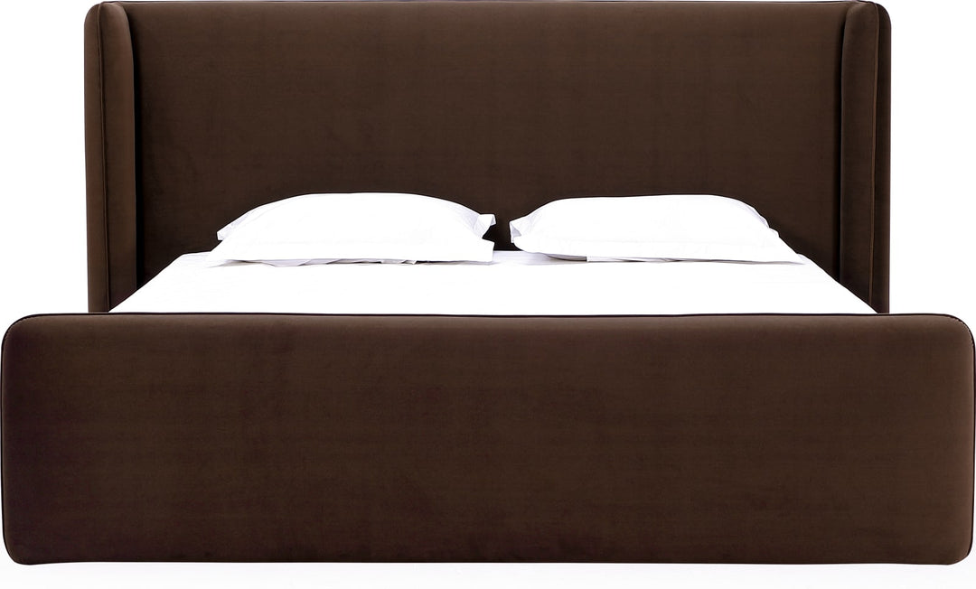 Bacall California King-size Velvet Upholstered Wingback Platform Bed in Cola (2026) – view 3