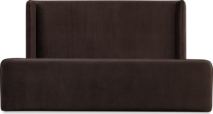 Bacall Queen-size Velvet Upholstered Wingback Platform Bed in Cola (2026) – view 7