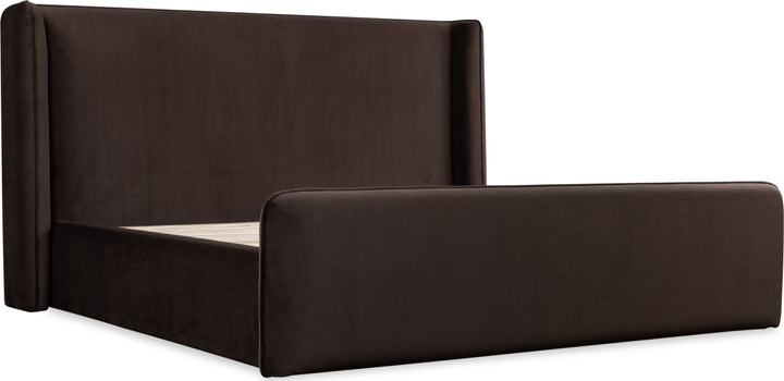 Bacall Queen-size Velvet Upholstered Wingback Platform Bed in Cola (2026) – view 8