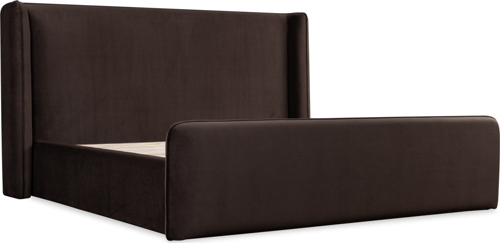 Bacall Queen-size Velvet Upholstered Wingback Platform Bed in Cola (2026) – view 8