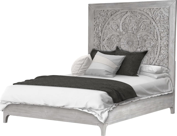 Boho Chic Full-Size Bed in Washed White – view 5