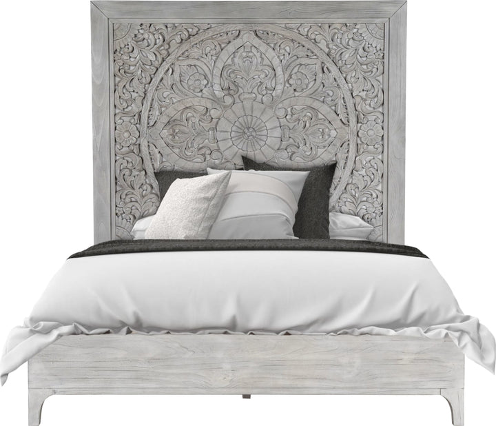 Boho Chic Queen-Size Bed in Washed White – view 6