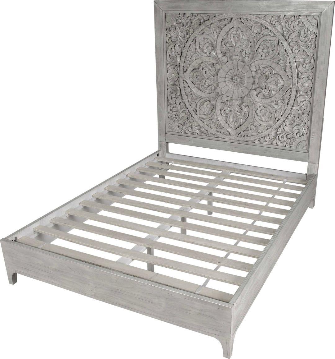 Boho Chic Queen-Size Bed in Washed White – view 8
