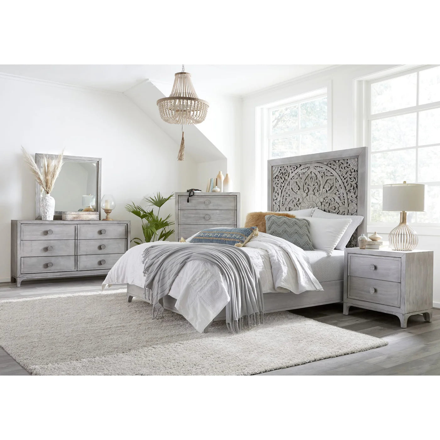 boho-chic-carved-platform-bed-in-washed-white