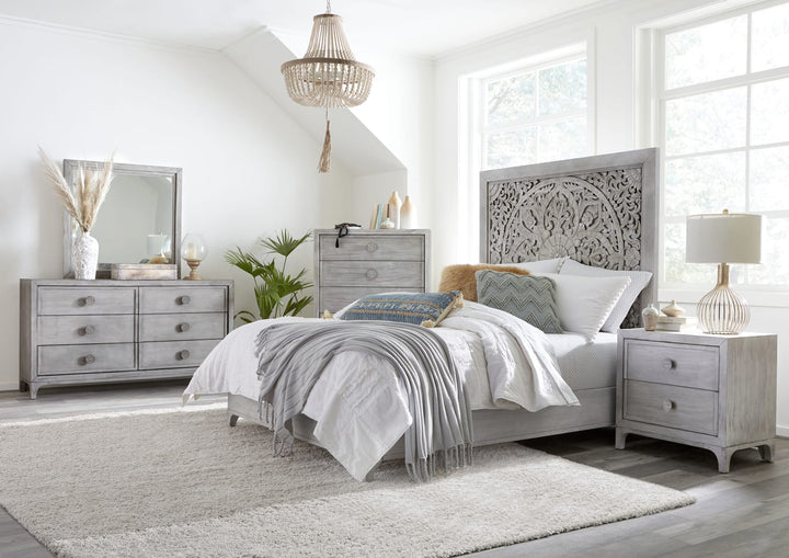 Boho Chic Five-Drawer Chest in Washed White (2024) – view 2