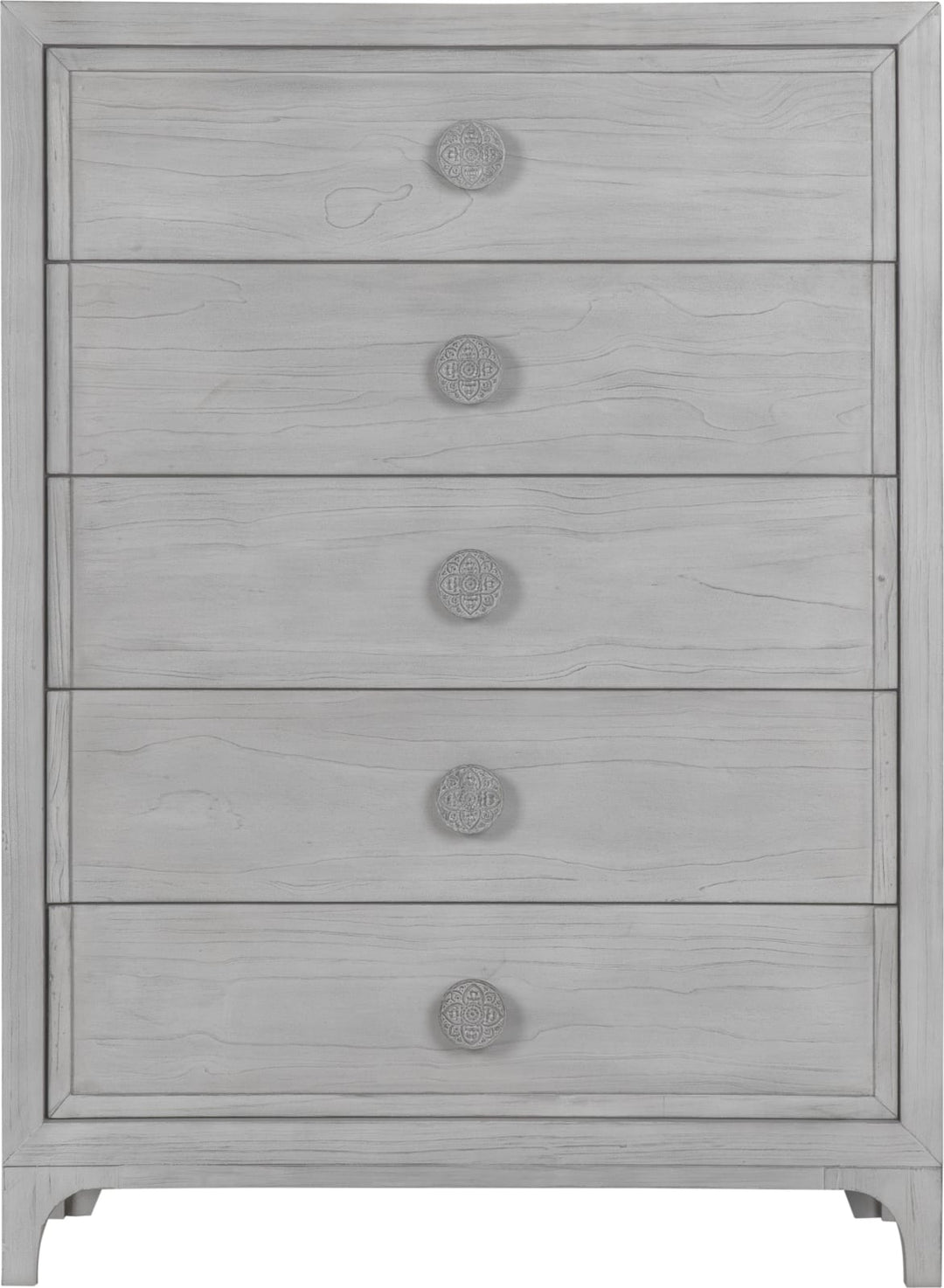 Boho Chic Five-Drawer Chest in Washed White (2024) – view 4