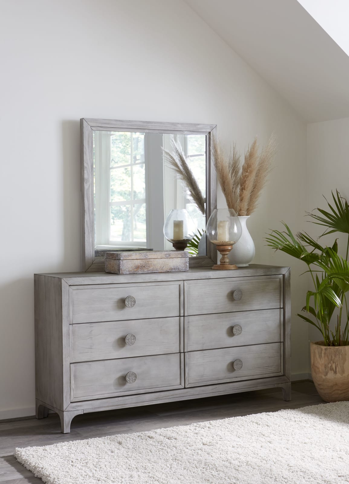 Boho Chic Plain Mirror in Washed White – view 2