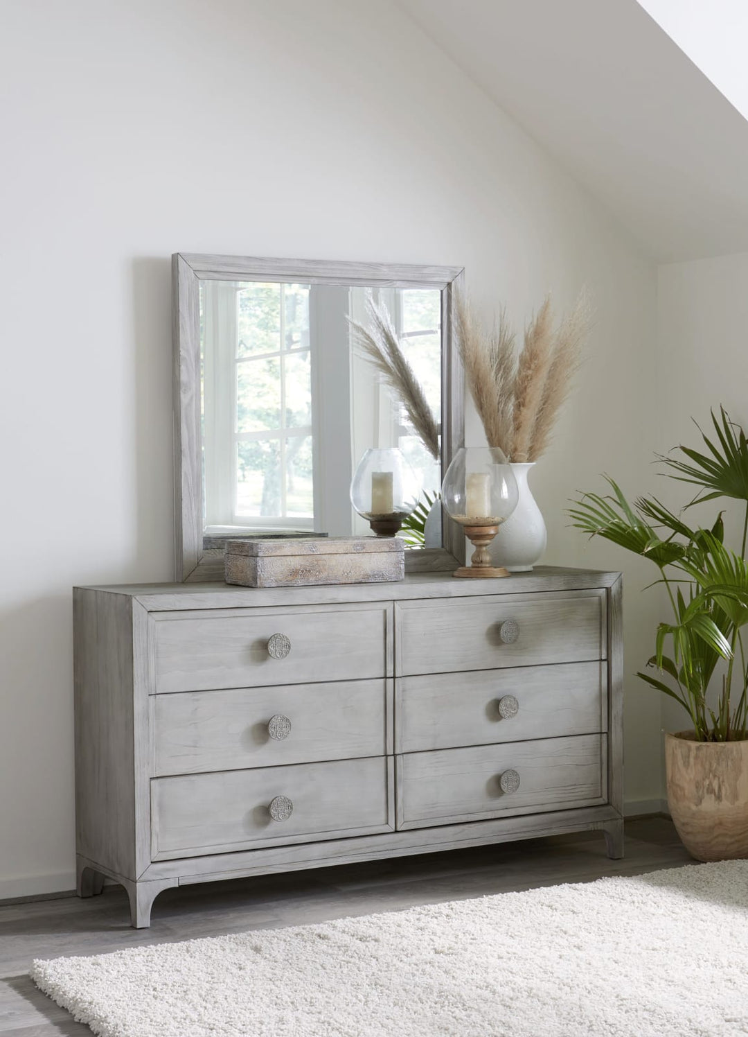 Boho Chic Six-Drawer Dresser in Washed White (2024) – view 2