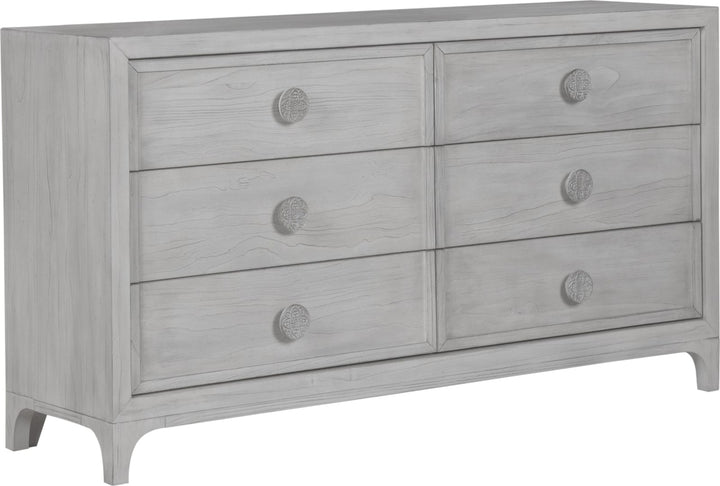 Boho Chic Six-Drawer Dresser in Washed White (2024) – view 4