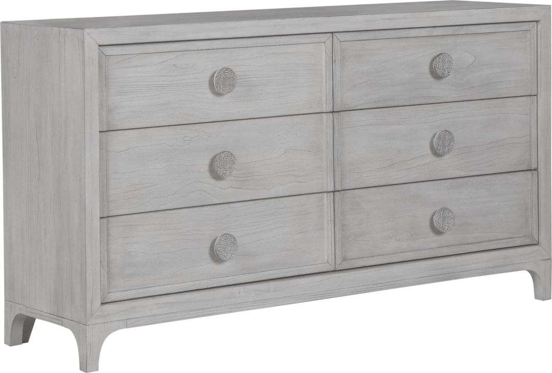 Boho Chic Six-Drawer Dresser in Washed White (2024) – view 4