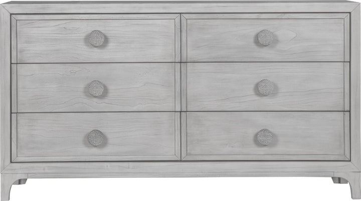 Boho Chic Six-Drawer Dresser in Washed White (2024) – view 5