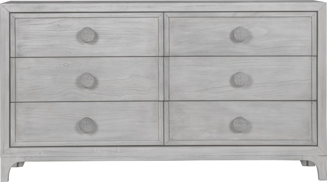 Boho Chic Six-Drawer Dresser in Washed White (2024) – view 5