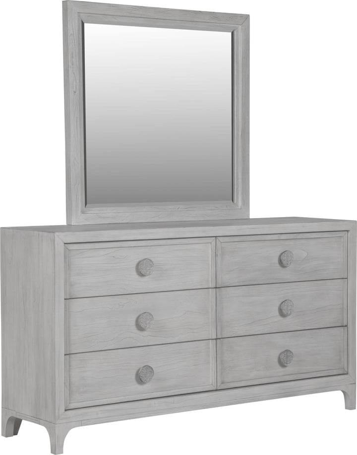 Boho Chic Six-Drawer Dresser in Washed White (2024) – view 6