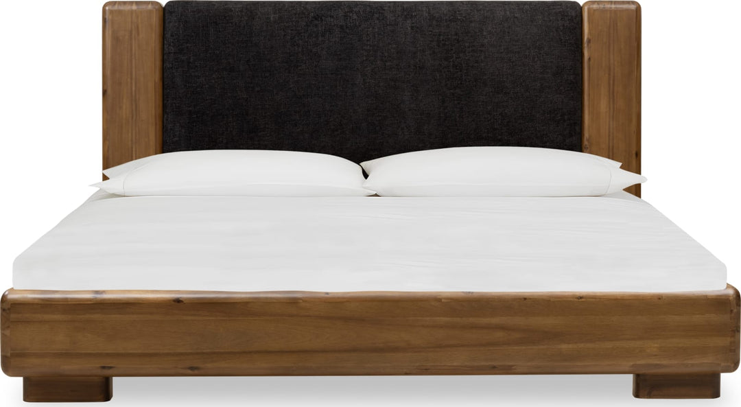 Boka California King-Size Chenille Upholstered Platform Bed in Black and Impala – view 4