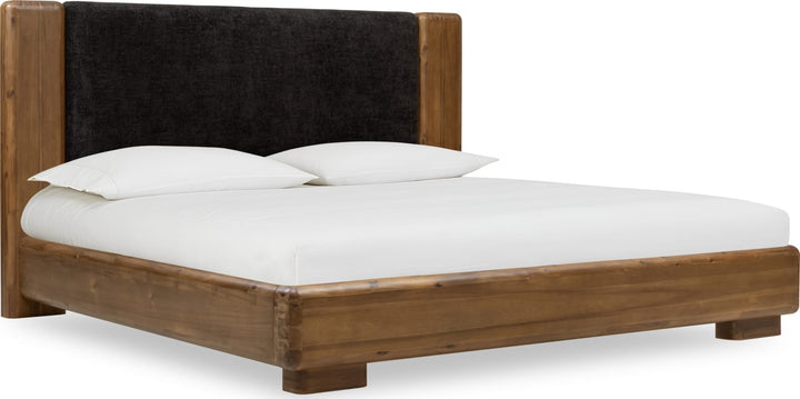 Boka King-Size Chenille Upholstered Platform Bed in Black and Impala – view 5