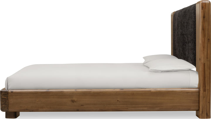 Boka King-Size Chenille Upholstered Platform Bed in Black and Impala – view 6