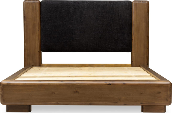 Boka Queen-Size Chenille Upholstered Platform Bed in Black and Impala – view 7
