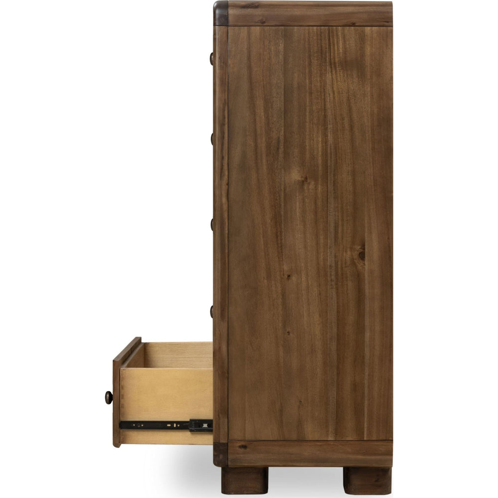 Boka Five Drawer Acacia Wood Chest in Impala, back view