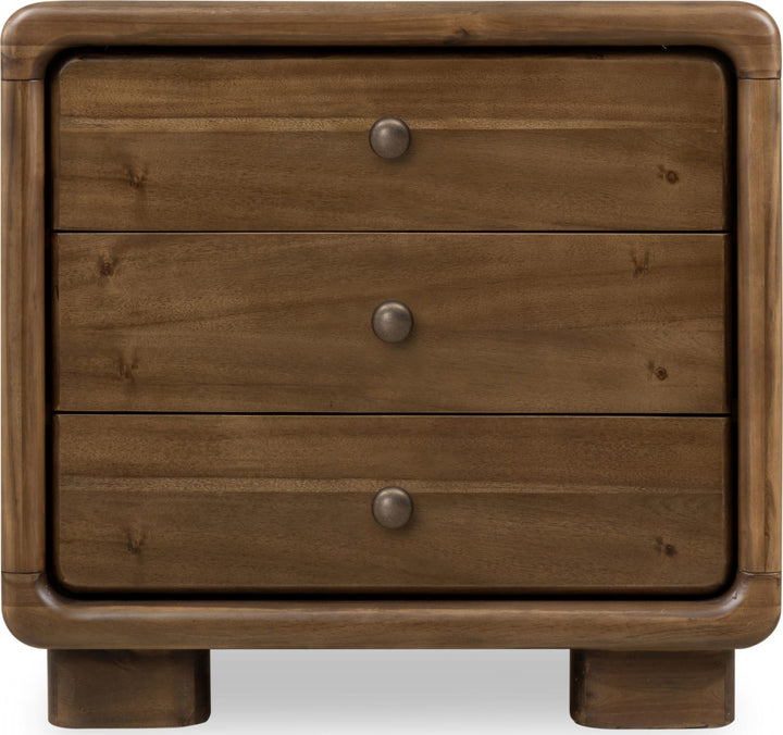 Boka Three Drawer Acacia Wood Nightstand in Impala – view 2