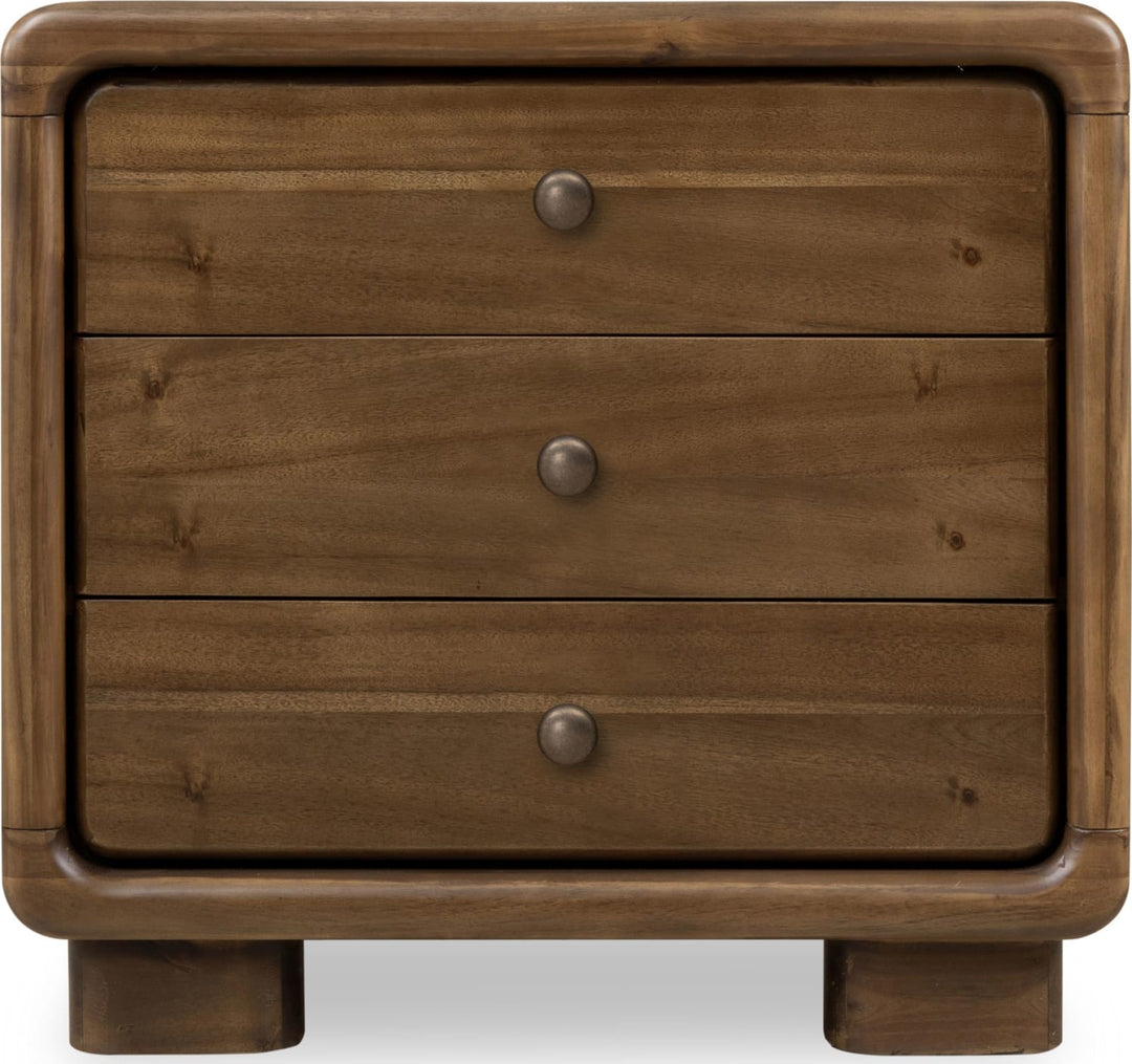 Boka Three Drawer Acacia Wood Nightstand in Impala – view 2