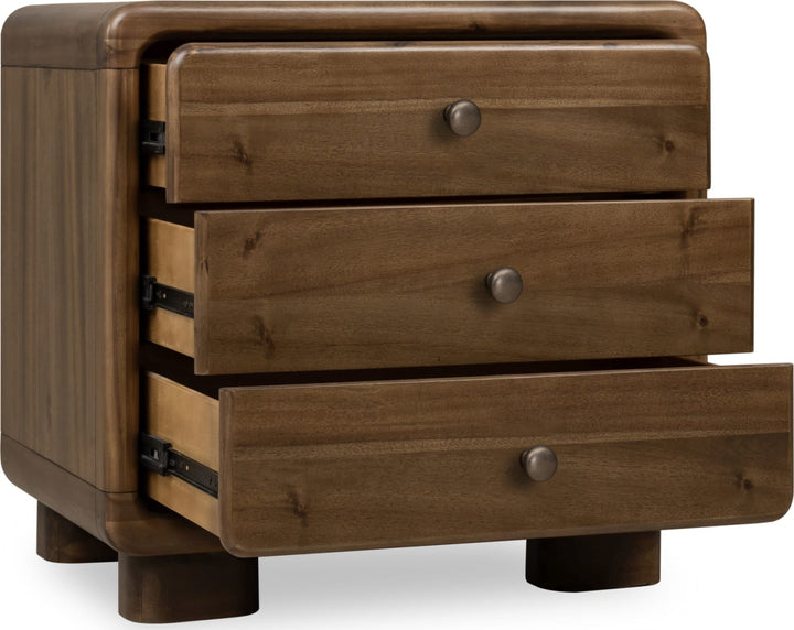 Boka Three Drawer Acacia Wood Nightstand in Impala – view 4