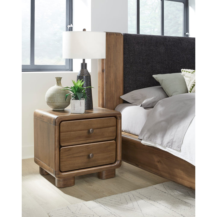 Boka Two Drawer Acacia Wood Nightstand in Impala