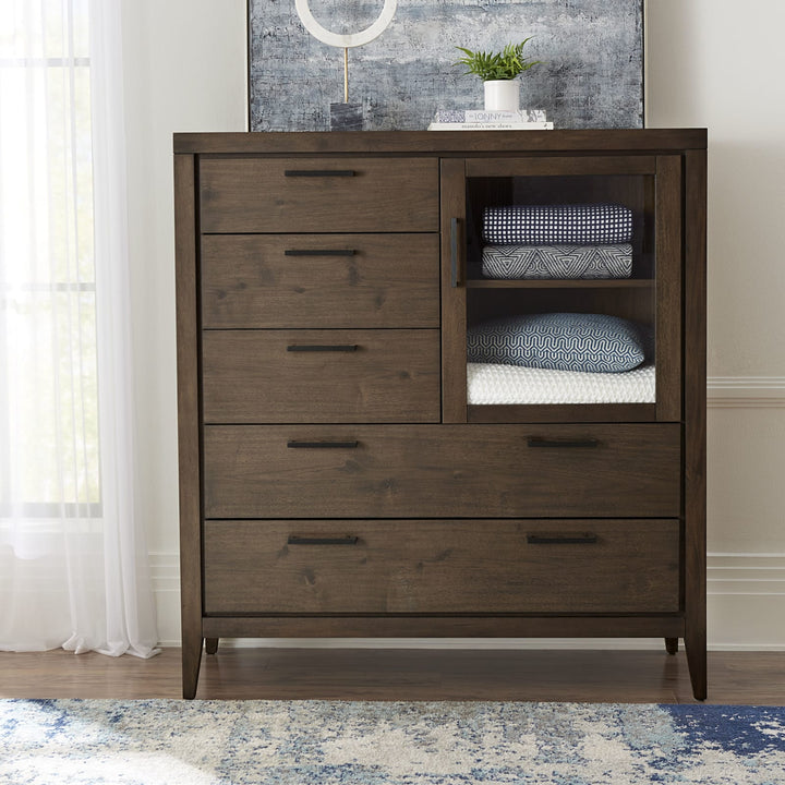 Boracay Five Drawer One Door Walnut Sweater Chest in Wild Oats Brown (2024)