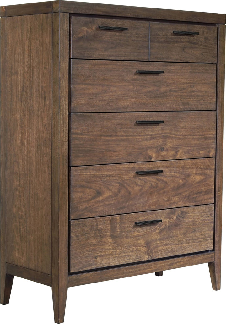 Boracay Five Drawer Walnut Chest in Wild Oats Brown (2024) – view 3
