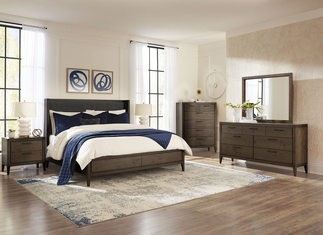 Boracay King-size Upholstered Wingback Storage Bed in Wild Oats Brown – view 11