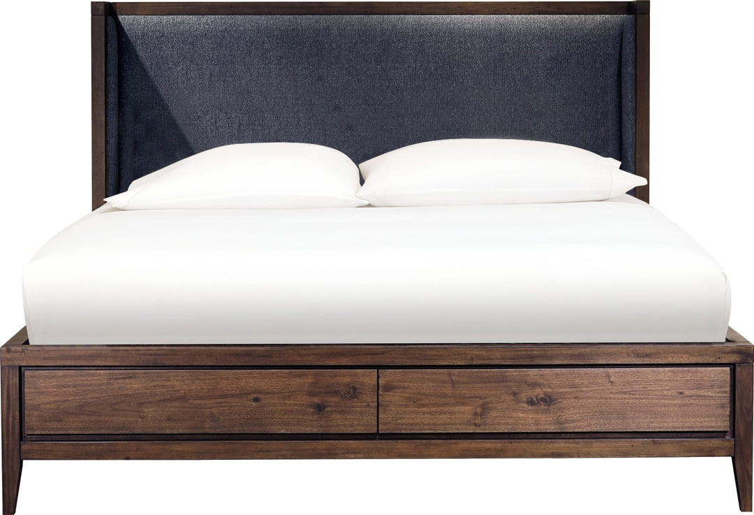Boracay King-size Upholstered Wingback Storage Bed in Wild Oats Brown – view 4