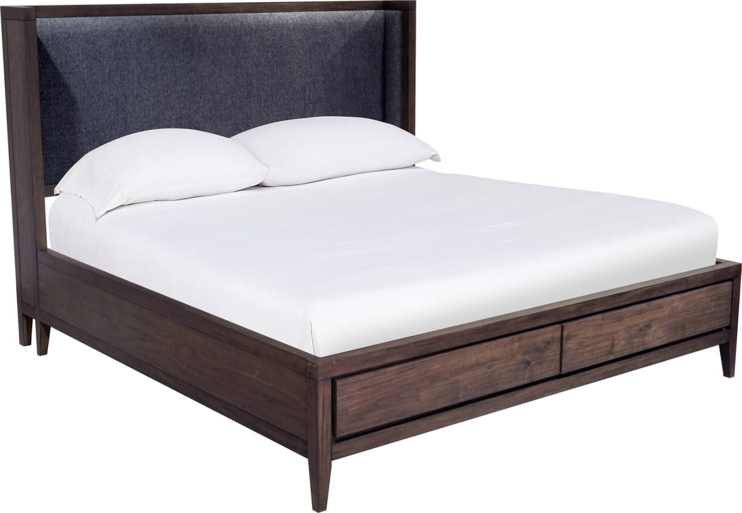 Boracay King-size Upholstered Wingback Storage Bed in Wild Oats Brown – view 5