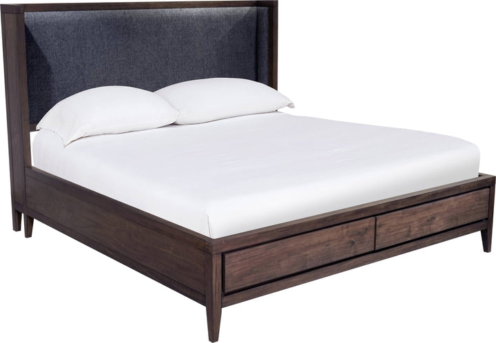 Boracay King-size Upholstered Wingback Storage Bed in Wild Oats Brown – view 7