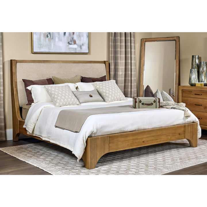 Brentwood Queen Upholstered Wood Bed in Brioche