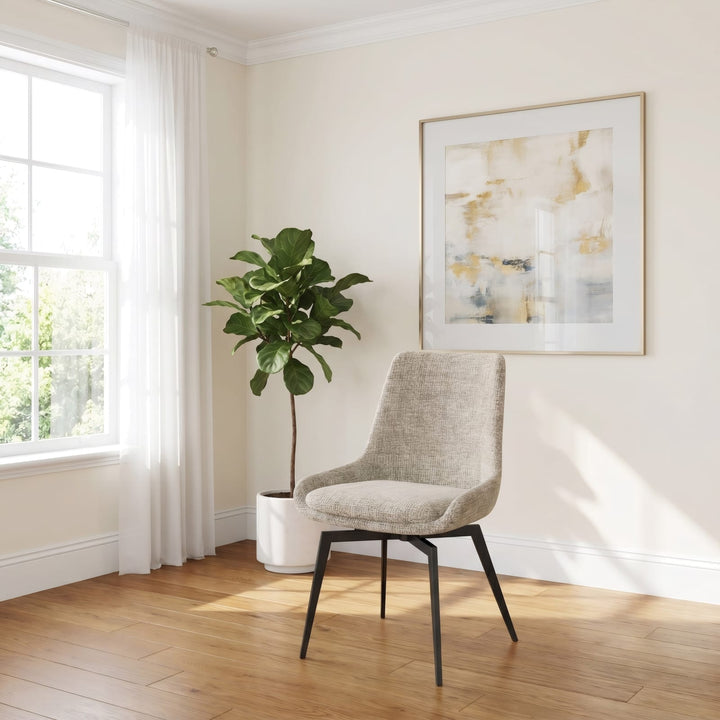 CEO 180 Degree Return Swivel Upholstered Dining Chair in Beige