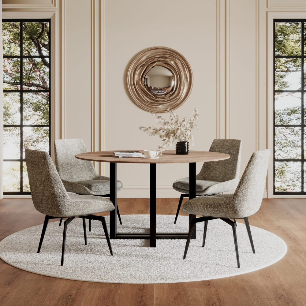 CEO 180 Degree Return Swivel Upholstered Dining Chair in Beige – view 8