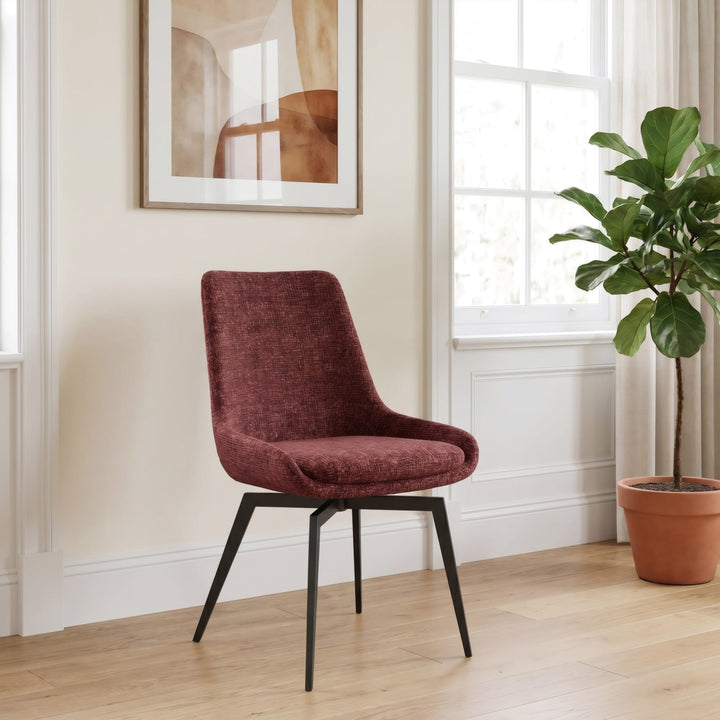 CEO 180 Degree Return Swivel Upholstered Dining Chair in Cherry