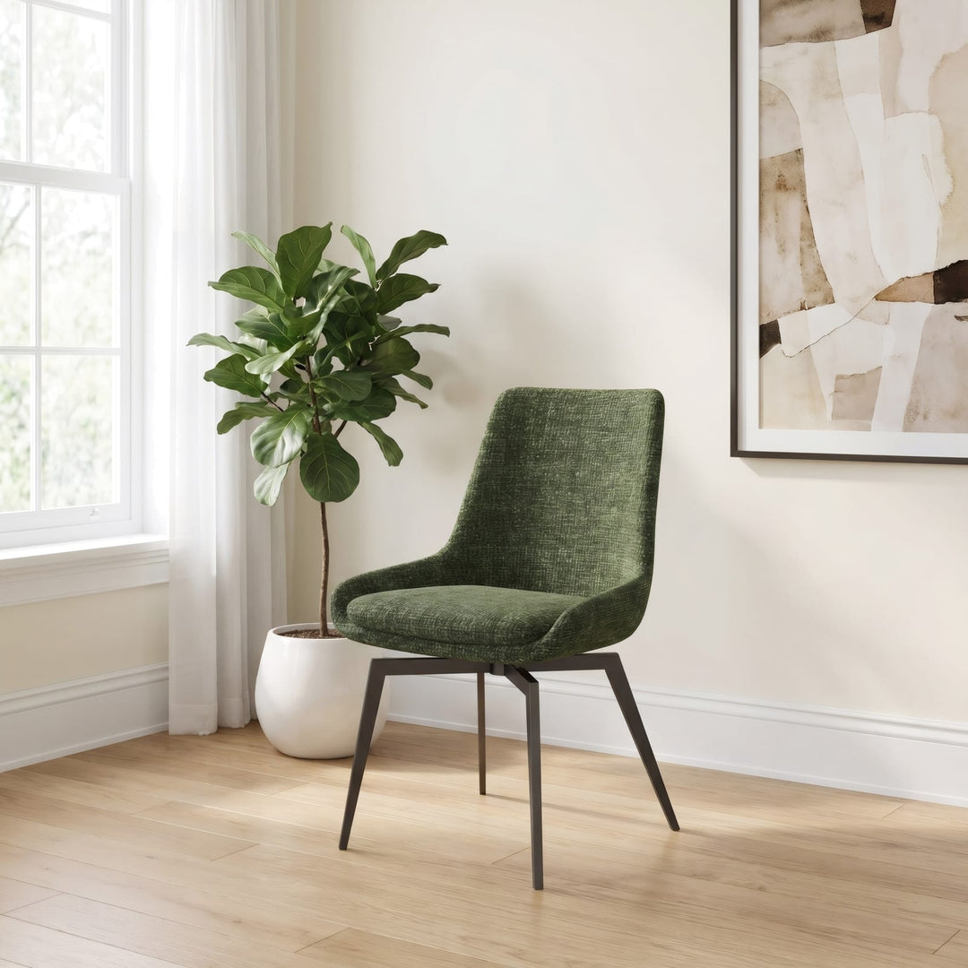CEO 180 Degree Return Swivel Upholstered Dining Chair in Olive