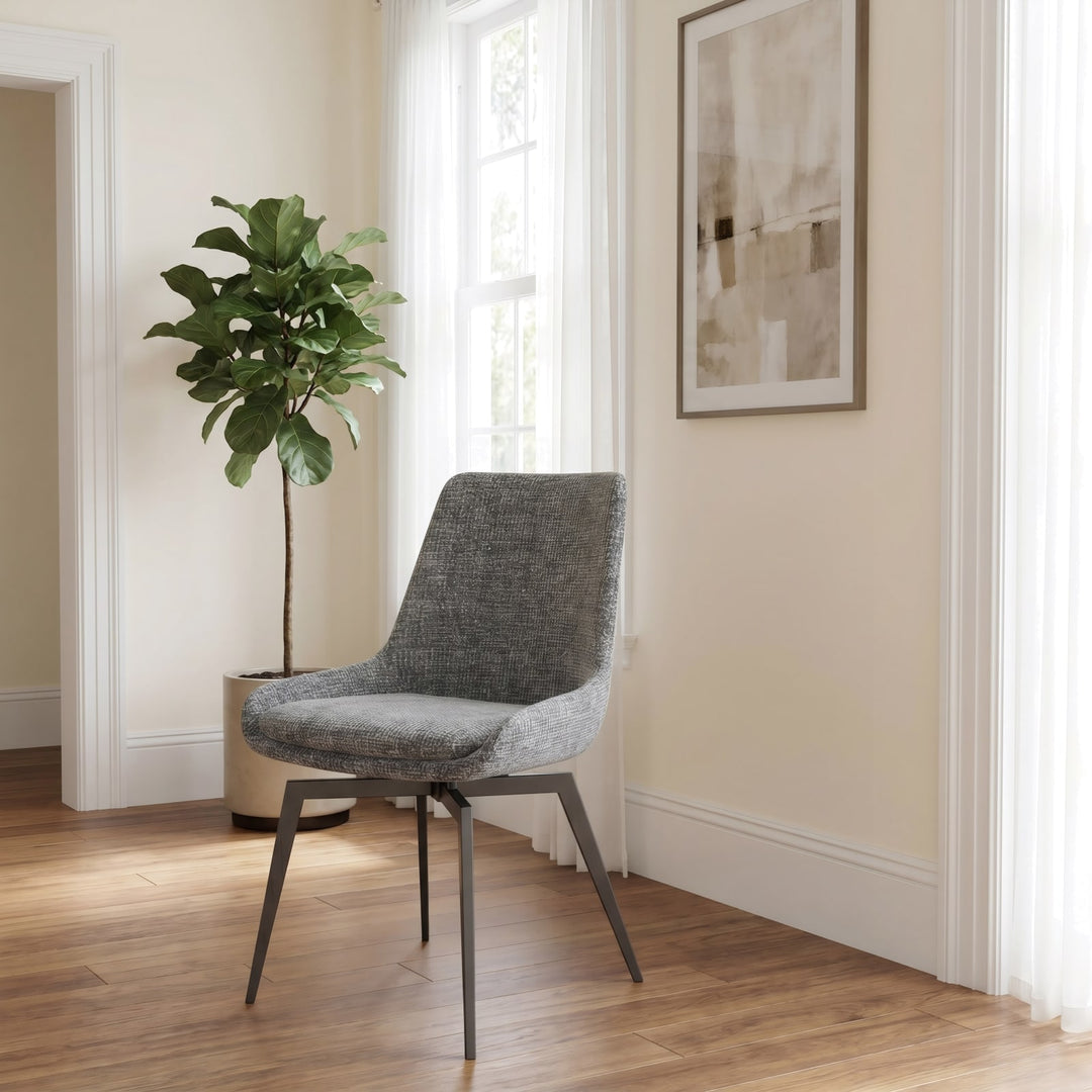 CEO 180 Degree Return Swivel Upholstered Dining Chair in Oyster