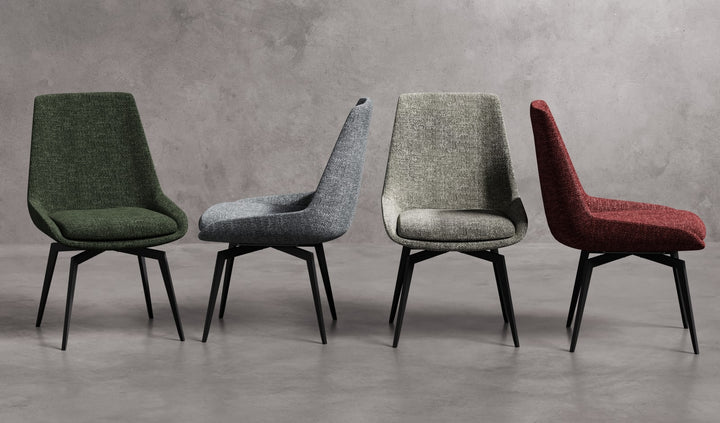 CEO 180 Degree Return Swivel Upholstered Dining Chair in Oyster – view 9