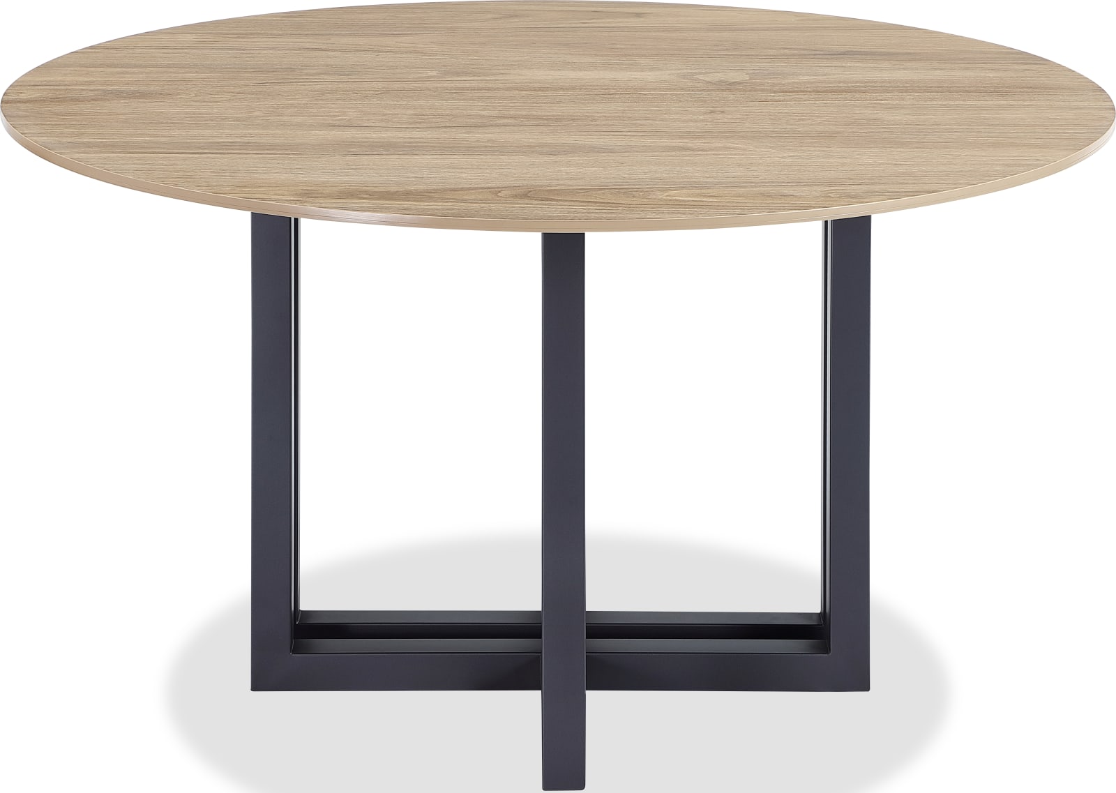 CEO Wood Pattern Round Sintered Stone Dining Table in Gunmetal and Washed Oak – view 2