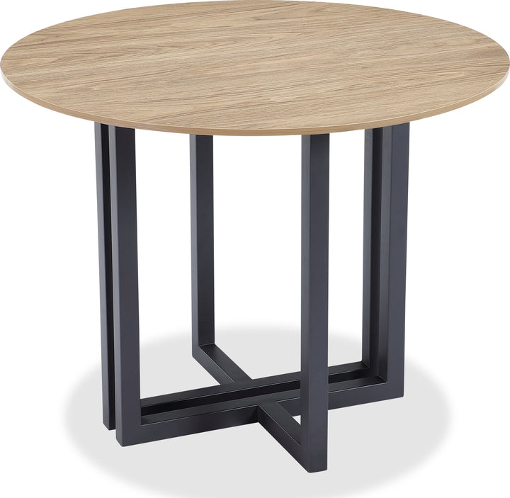 CEO Wood Pattern Round Sintered Stone Dining Table in Gunmetal and Washed Oak – view 3