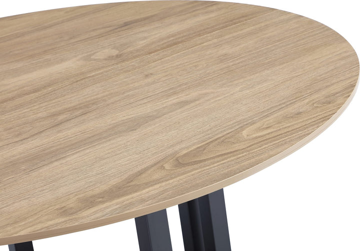 CEO Wood Pattern Round Sintered Stone Dining Table in Gunmetal and Washed Oak – view 4